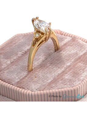 Gold Tone Marquise Cubic Zirconia Cocktail Ring